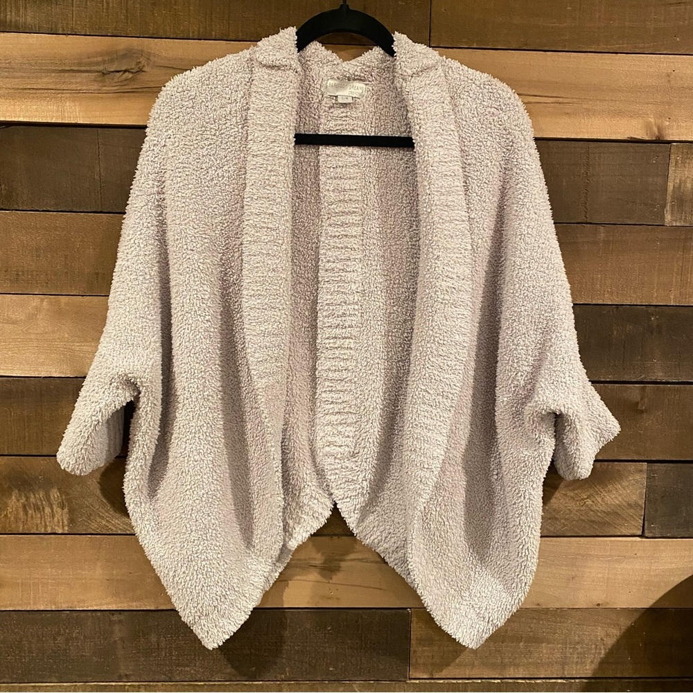 Barefoot Dreams-Cozy Chic Gray Fuzzy Boho Cozy Shrug-Size S/M